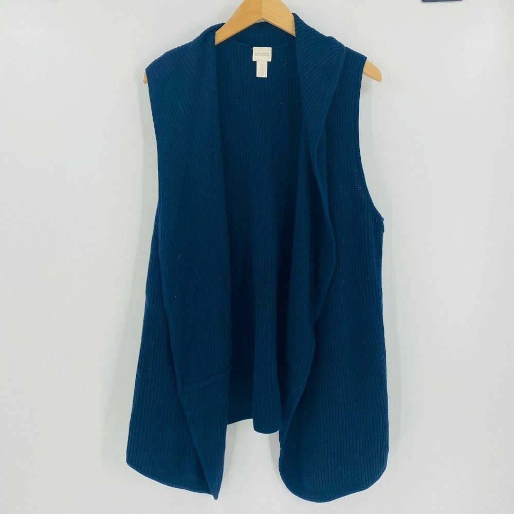 Chicos Draped Open Front Vest Sweater